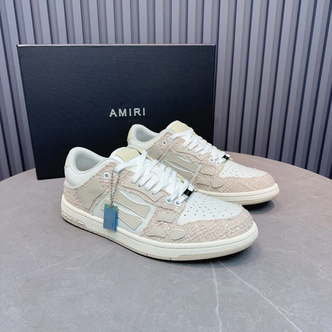 Men's men's shoes 💰600 AMIRI high street sneakers with bone sports shoes, toe layer cowhide upper, upper side bones, hand-stitched, good three-dimensional effect, customized metal LOGO, size 38-45 46